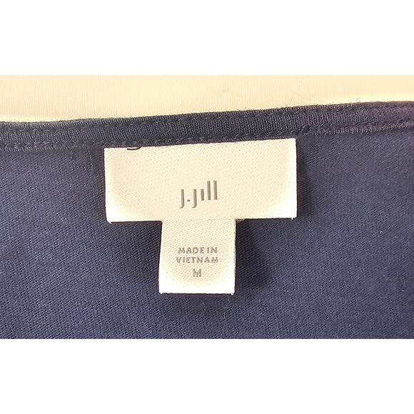 J. Jill sz M navy blue linen blend tassle trim sleevless tank layering blouse - Picture 5 of 7